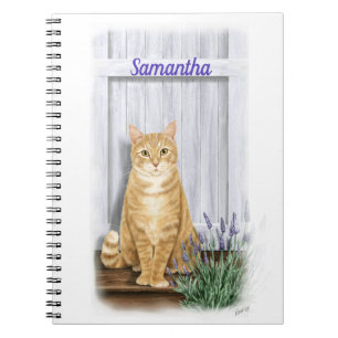 Carnet Chat tigré orange avec lavande