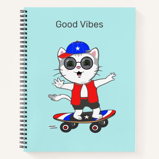 Carnet Chat tigré patineur drôle (Devant)
