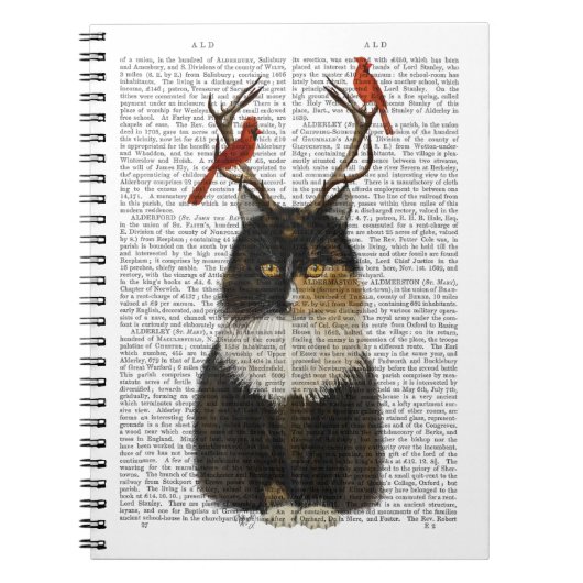 Carnet Chat Tortoiseshell avec Antlers et Red Birds (Devant)