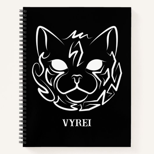 Carnet Chat tribal noir et blanc (Devant)