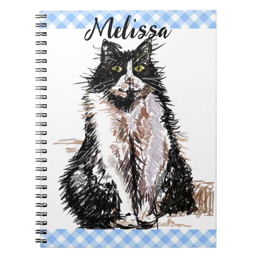 Carnet Chat Tuxedo Dessin Mignon Chats Noir et Blanc Fill (Devant)