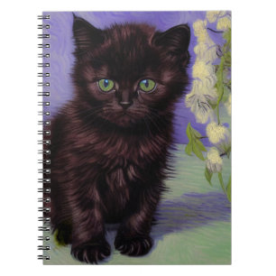 Carnet Chat Van Gogh avec fleurs blanches