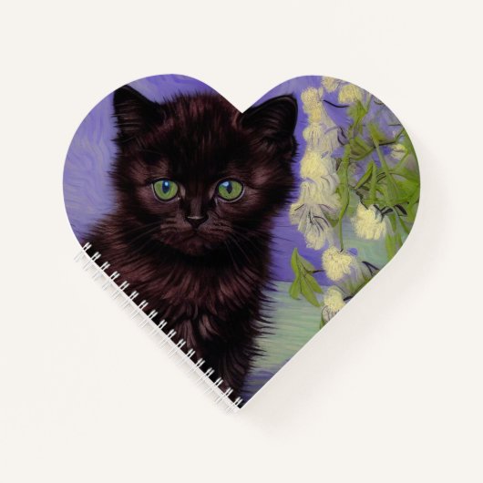Carnet Chat Van Gogh avec fleurs blanches (Devant)