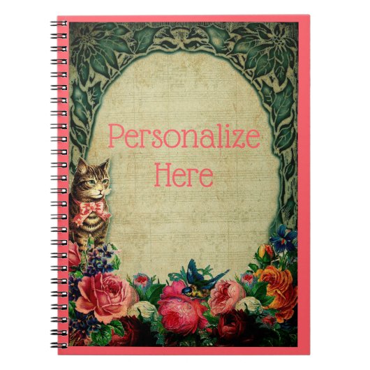 Carnet Chat victorien et partition vintage (Devant)