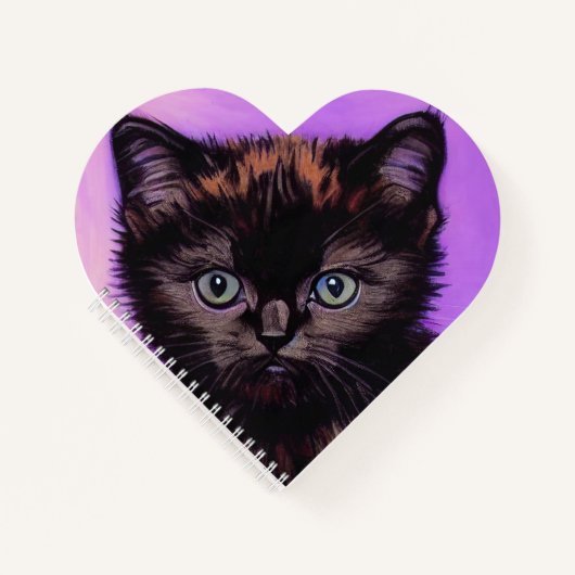 Carnet Chat Violet de Style Van Gogh (Devant)