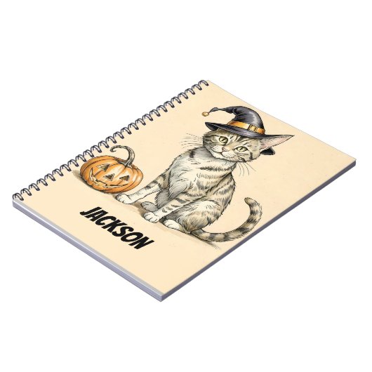 Carnet Chat Whimsical Halloween. Halloween Chat Witch, Ch (Côté gauche)