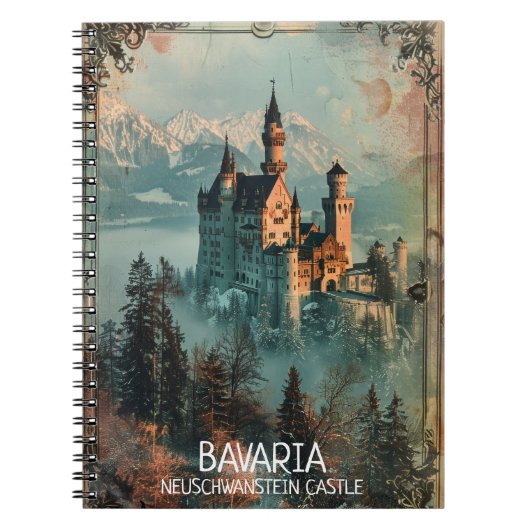 Carnet Château de Bavaria Neuschwanstein Vintage (Devant)