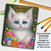 Carnet Chaton Blanc Avec Fleurs