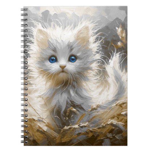 Carnet Chaton blanc précieux (Devant)