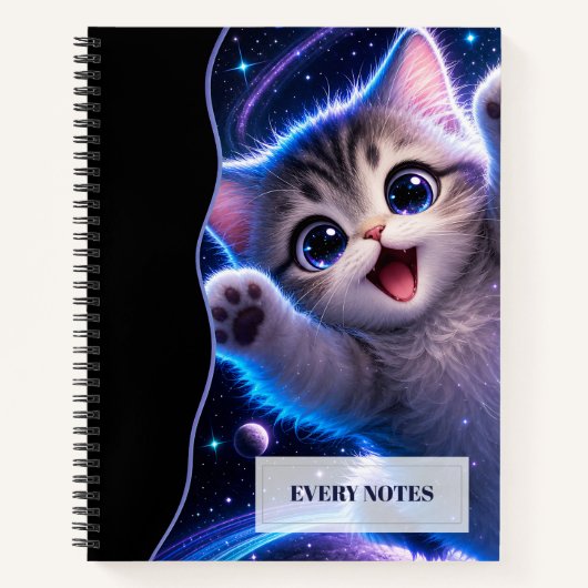 Carnet Chaton de l'espace aux pattes levées – Amusement c (Devant)