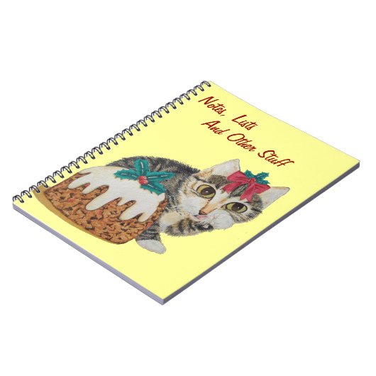 Carnet chaton gris tabby lécher chat patte (Côté gauche)