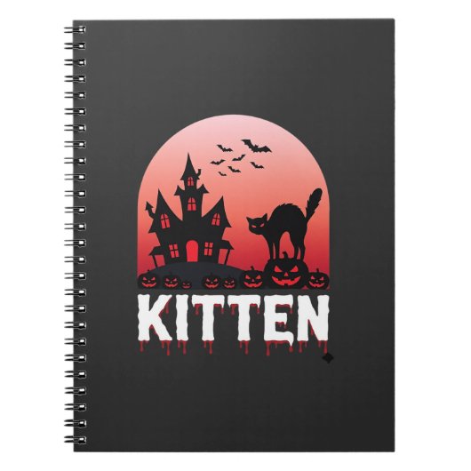 Carnet Chaton Halloween Maison Hantée Conception de Chat_ (Devant)
