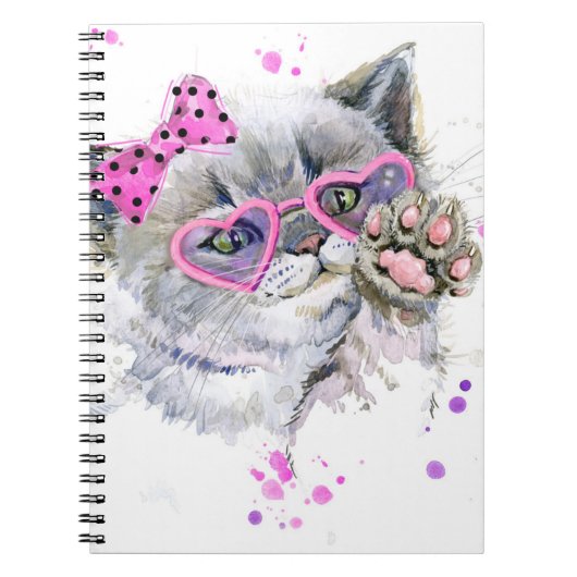 Carnet Chaton mignon d'aquarelle (Devant)