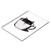 Carnet Chaton noir avec nez rouge caché dans une tasse (Côté gauche)