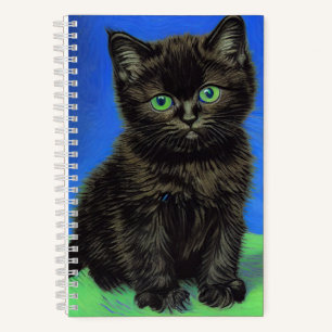 Carnet Chaton noir de style Van Gogh