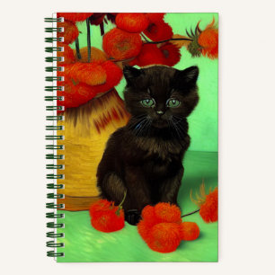 Carnet Chaton noir de Van Gogh Fleurs rouges