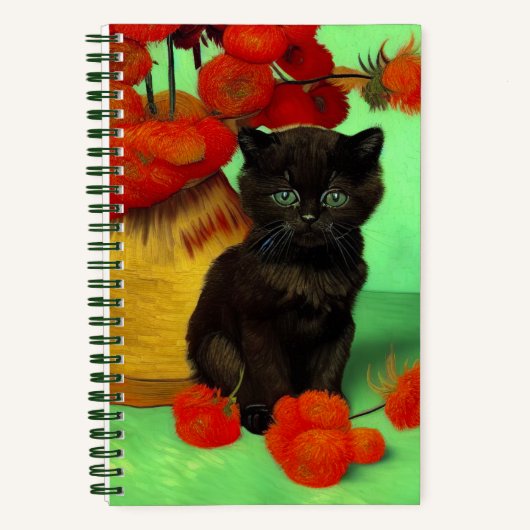 Carnet Chaton noir de Van Gogh Fleurs rouges (Recto)