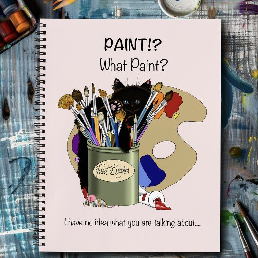 Carnet Chaton noir Pinceau Pot Artiste Chat Rose