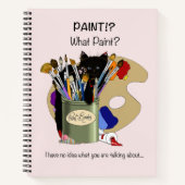 Carnet Chaton noir Pinceau Pot Artiste Chat Rose (Devant)