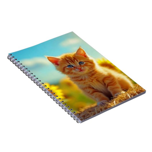 Carnet Chaton roux adorable dans un champ de tournesols (Côté Droit)