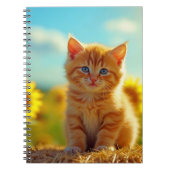 Carnet Chaton roux adorable dans un champ de tournesols (Devant)