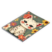 Carnet Chaton tacheté heureux avec des fleurs (Côté gauche)