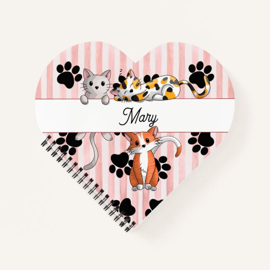 Carnet Chatons et pattes de chatons mignons, forme de coe (Devant)