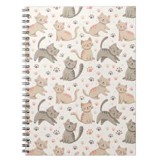 Carnet Chatons joueurs et empreintes de pattes - Motif de