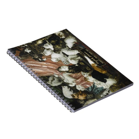 Carnet Chatons Mignons Art Ancien Monogramme Doré Esquiss (Côté Droit)