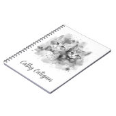 Carnet Chatons noirs et blancs avec nom personnalisé bow (Côté gauche)