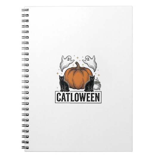 Carnet Chatoween Chat Noir Fantôme Halloween Conception V (Devant)