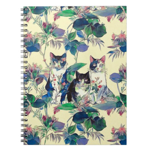 Carnet Chats à l'aquarelle dans un jardin (Devant)
