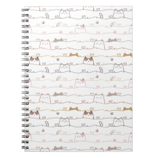 Carnet Chats adorables regardant par-dessus des cœurs
