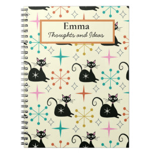Carnet Chats atomiques de milieu de siècle avec des explo