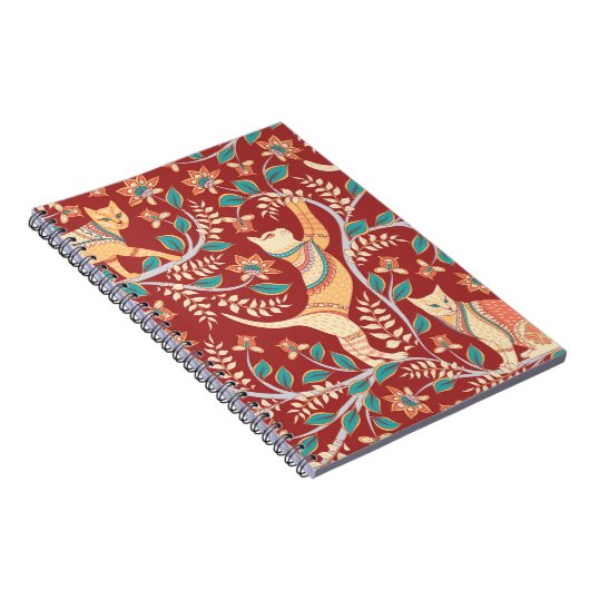 Carnet Chats avec ornements, branches avec fleurs et feui (Côté Droit)