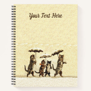 Carnet Chats Brown Chatons en Parapluies à neige