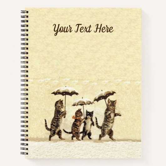 Carnet Chats Brown Chatons en Parapluies à neige (Devant)