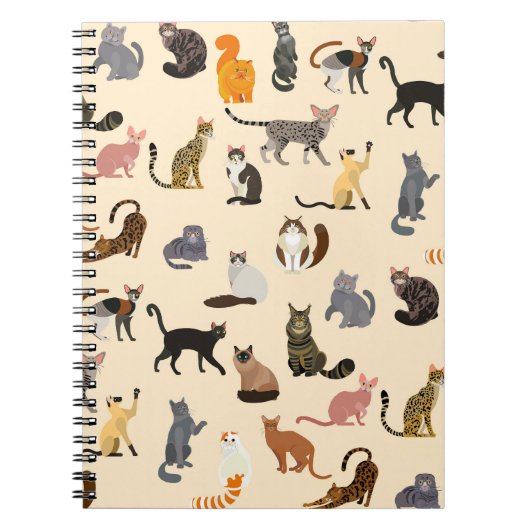 Carnet Chats colorés : Différentes races Motif (Devant)