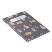 Carnet Chats dans l'espace Motif sans couture Nom personn (Côté Droit)