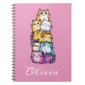 Carnet Chats d'aquarelle Cute personnalisée, minimaliste (Devant)