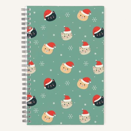 Carnet Chats de Noël en chapeaux de Noël motif (Recto)