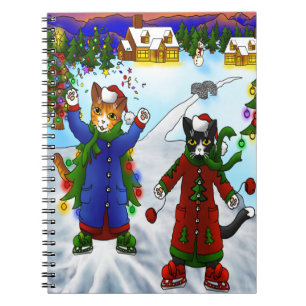 Carnet Chats de patinage sur glace de Noël V2