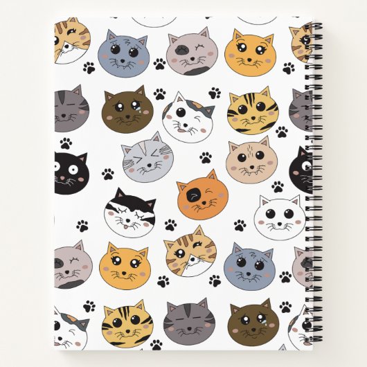 Carnet Chats Drôles et Mignons à Motif Patte et Monogramm (Dos)