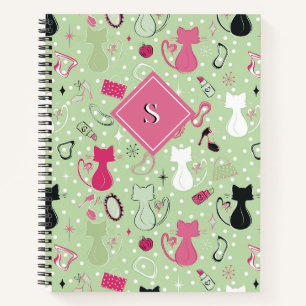 Carnet Chats du coeur vert du milieu du siècle