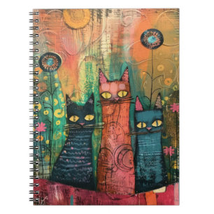 Carnet Chats en aquarelle Boho - Earthy Feline Art