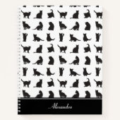 Carnet Chats en Silhouette noire Motif avec prénom (Devant)
