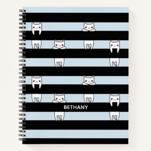 Carnet Chats Escalades mignons sur rayé personnalisé