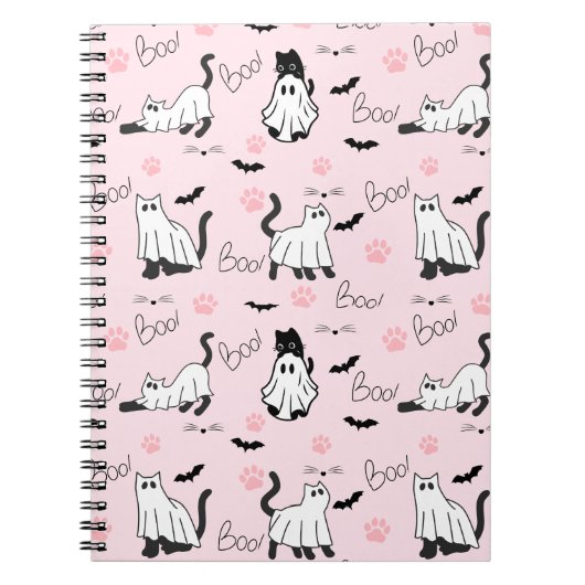 Carnet Chats fantômes mignons Halloween (Devant)