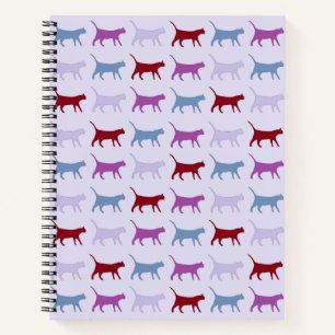 Carnet Chats mignons illustrés marchant violet Motif