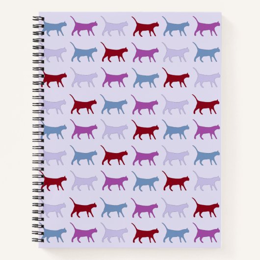 Carnet Chats mignons illustrés marchant violet Motif (Devant)